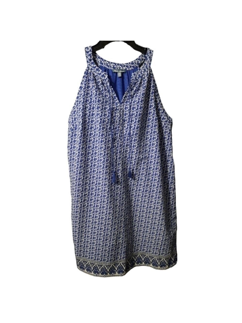 Fleur Bleue Blue White Sleeveless Dress Size 6 - Picture 2 of 5